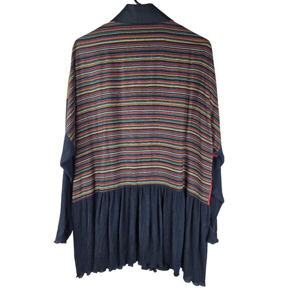Vintage Staley Gretzinger Striped Button-Up Pleated Tunic Top Art to Wear 1X/2X - Picture 3 of 6